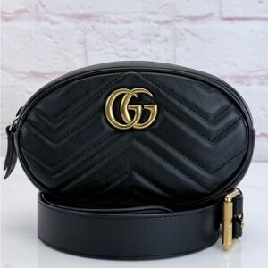Black Leather Gucci Women Bag